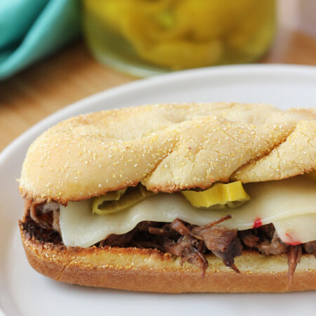 Italian beef sandwich.