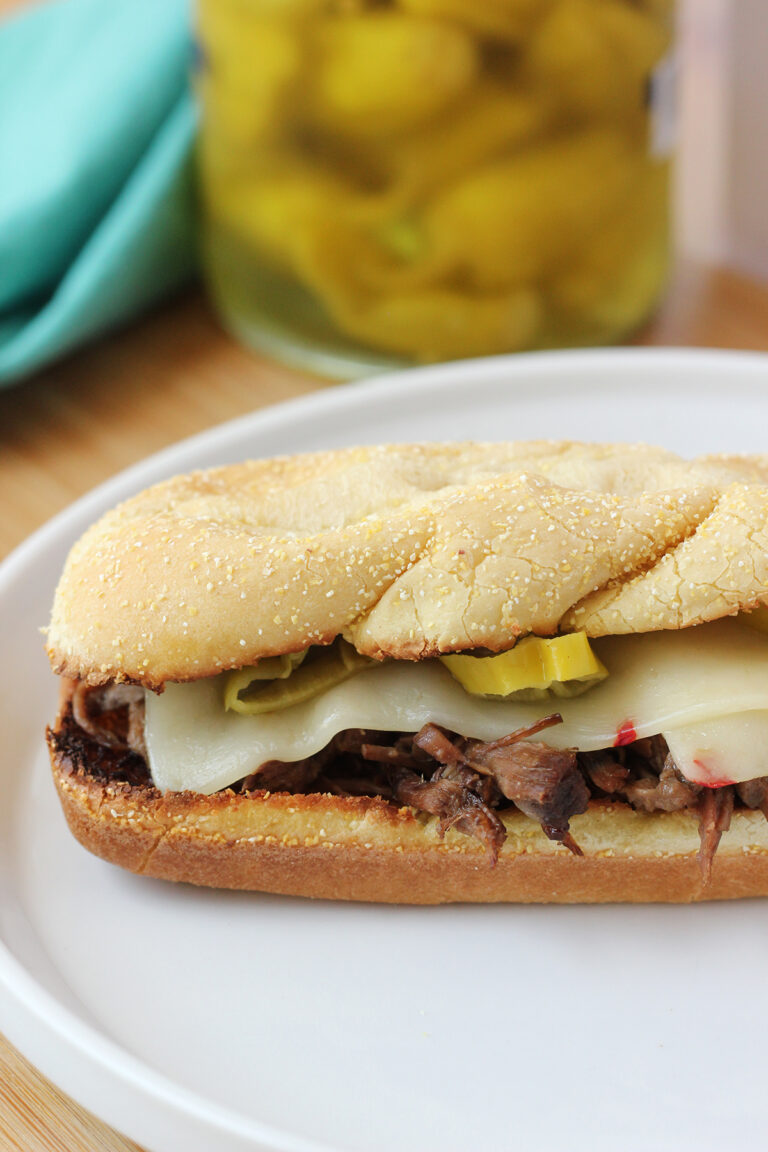 Italian beef sandwich.