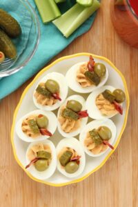 Bloody Mary Deviled Eggs - One Sweet Appetite