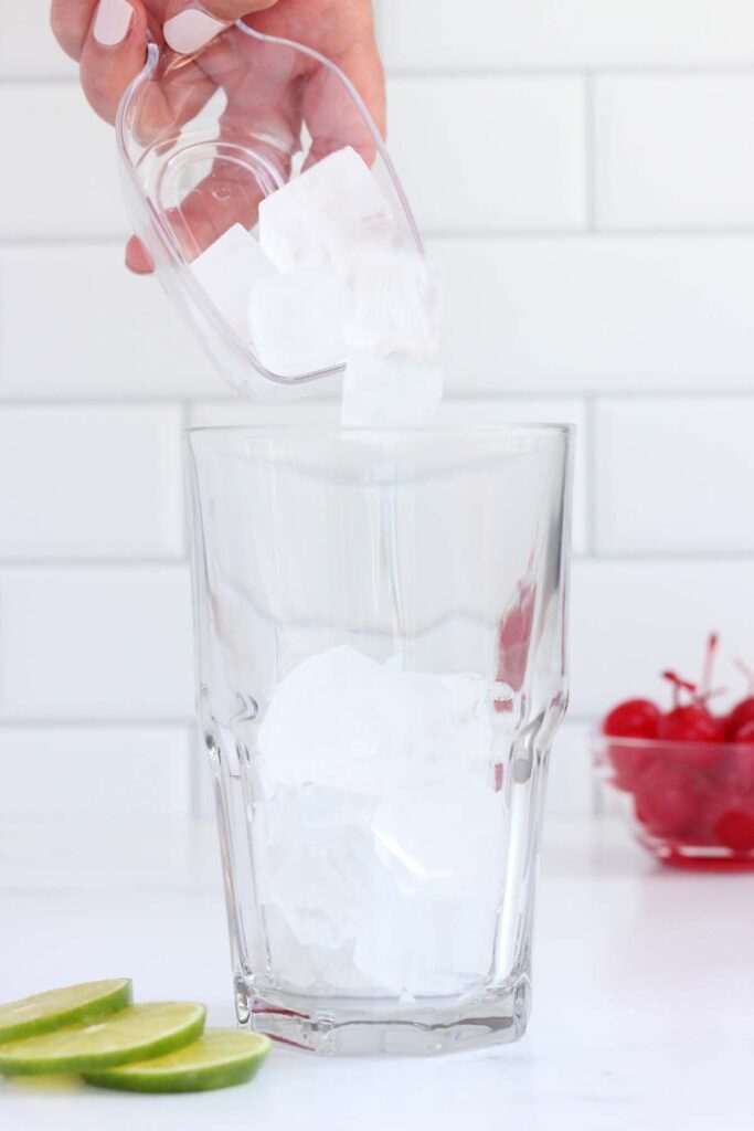 glass being filled with ice